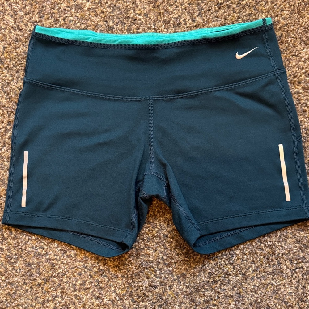 Nike Women's Teal and Aqua Dri Fit Athletic Shorts